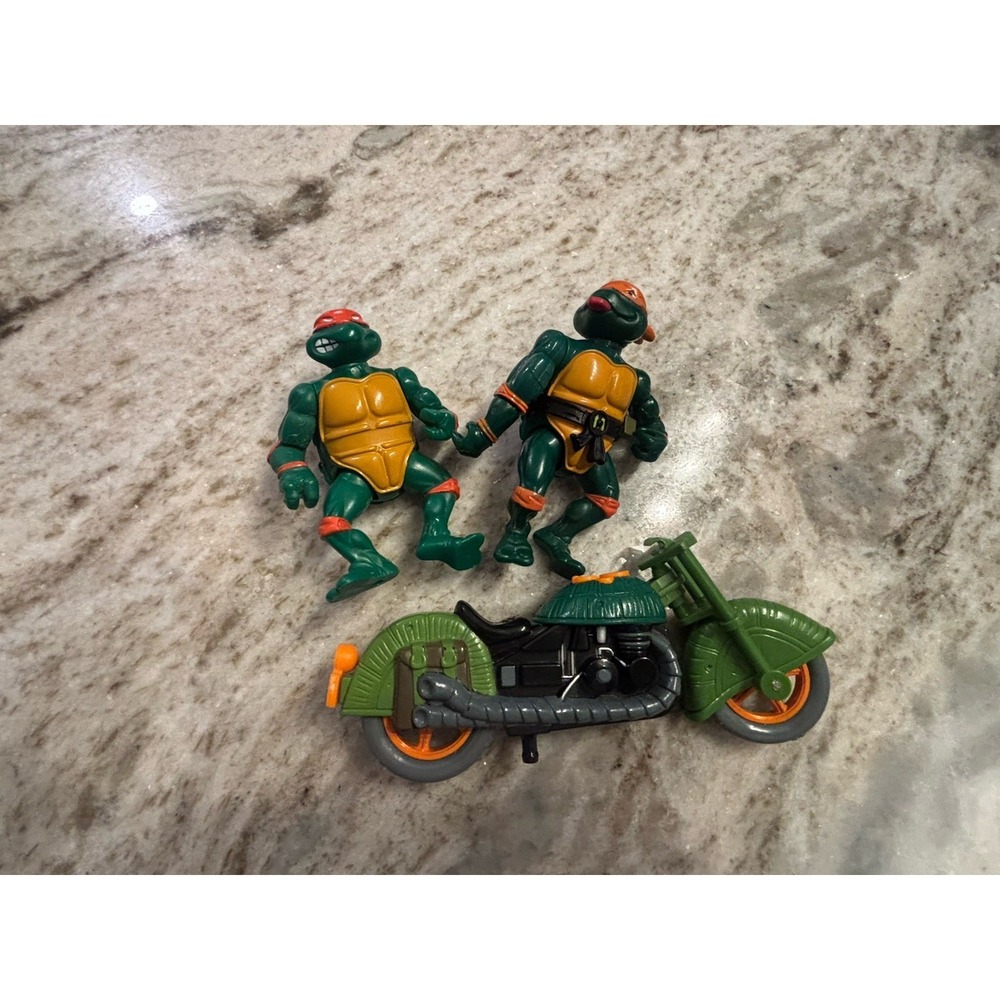 Vintage 1988 Teenage Mutant Ninja Turtles TMNT Action Figure Lot Raphael Cycle